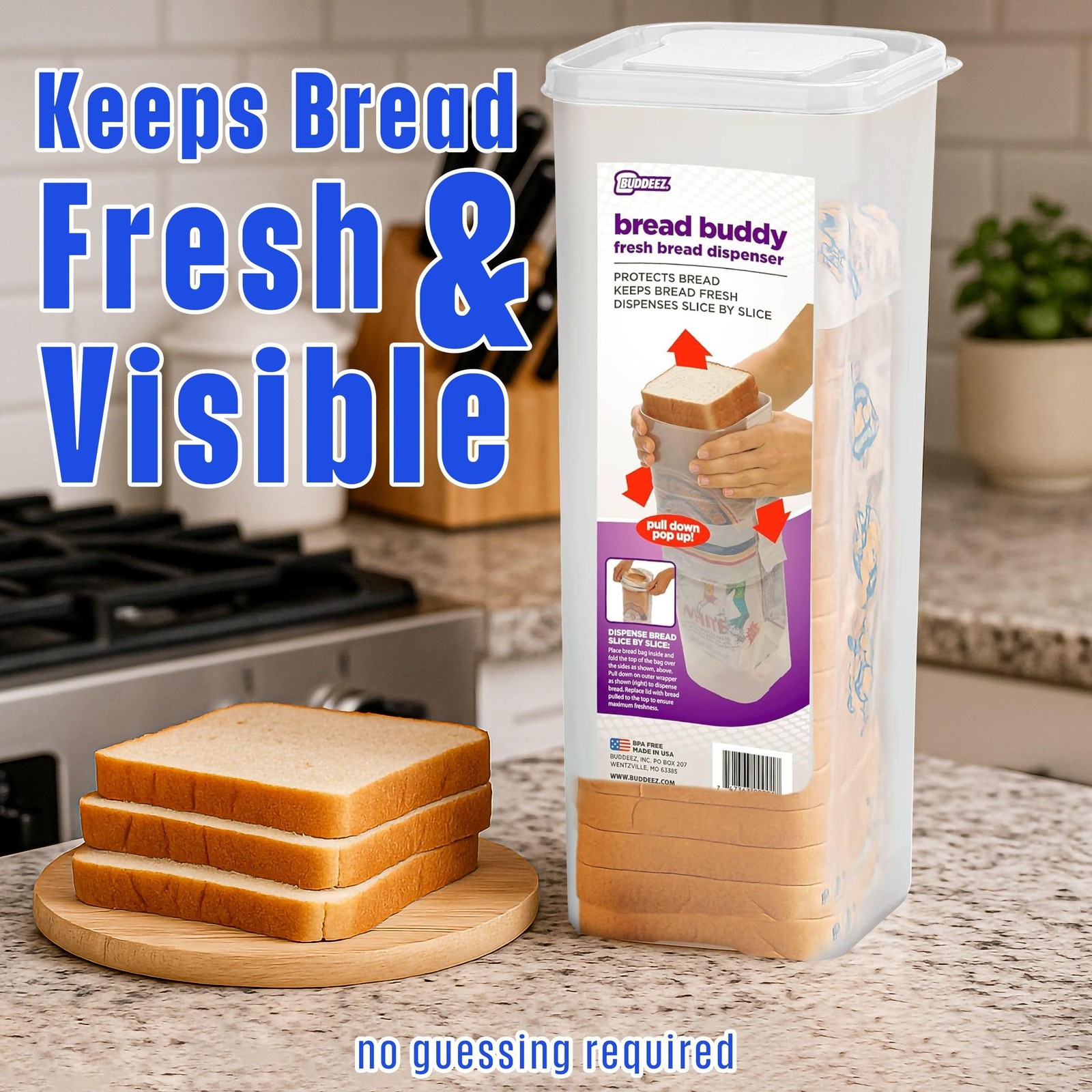 Buddeez Bread Buddy Bread Box – Keep Your Loaf Fresh – Storage Container Hold…
