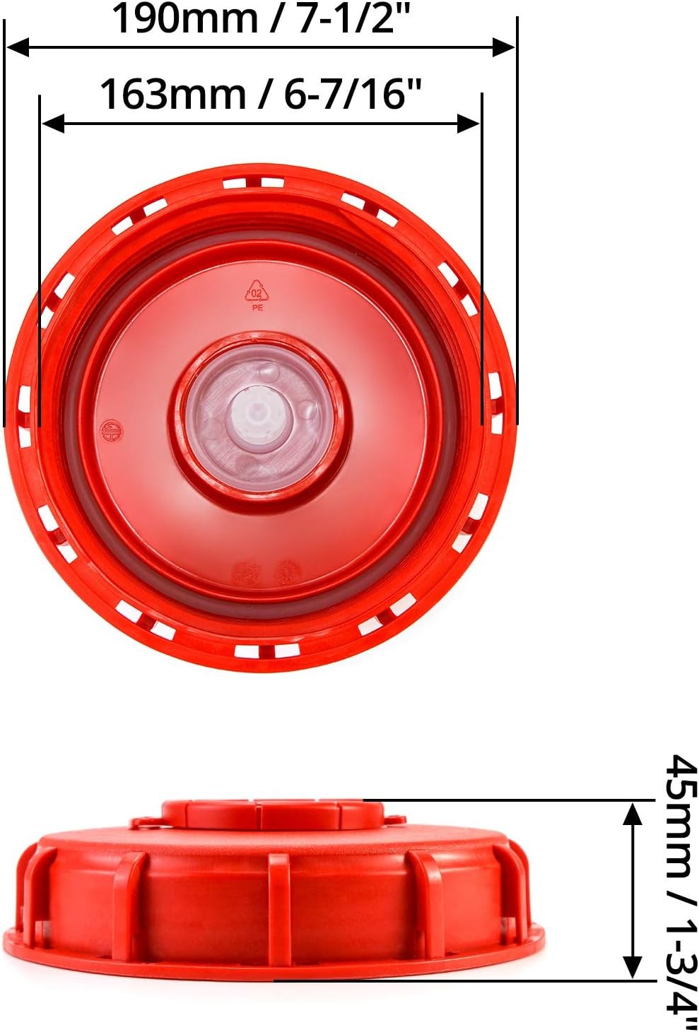 QWORK IBC Tote Lid Cover, 6.5″ Tank Water Liquid Cap 1 Pack, Red #A