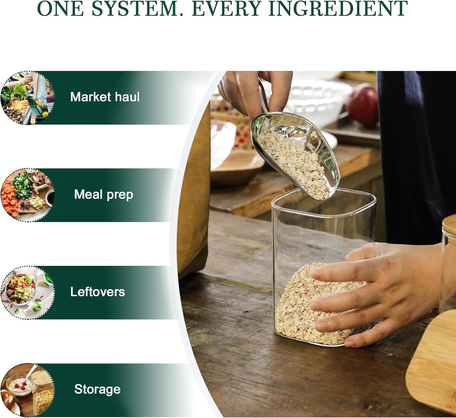 12-Pack Glass Pantry Storage Containers with Bamboo Lids (0.76Qt/1.22Qt/1.67Qt)