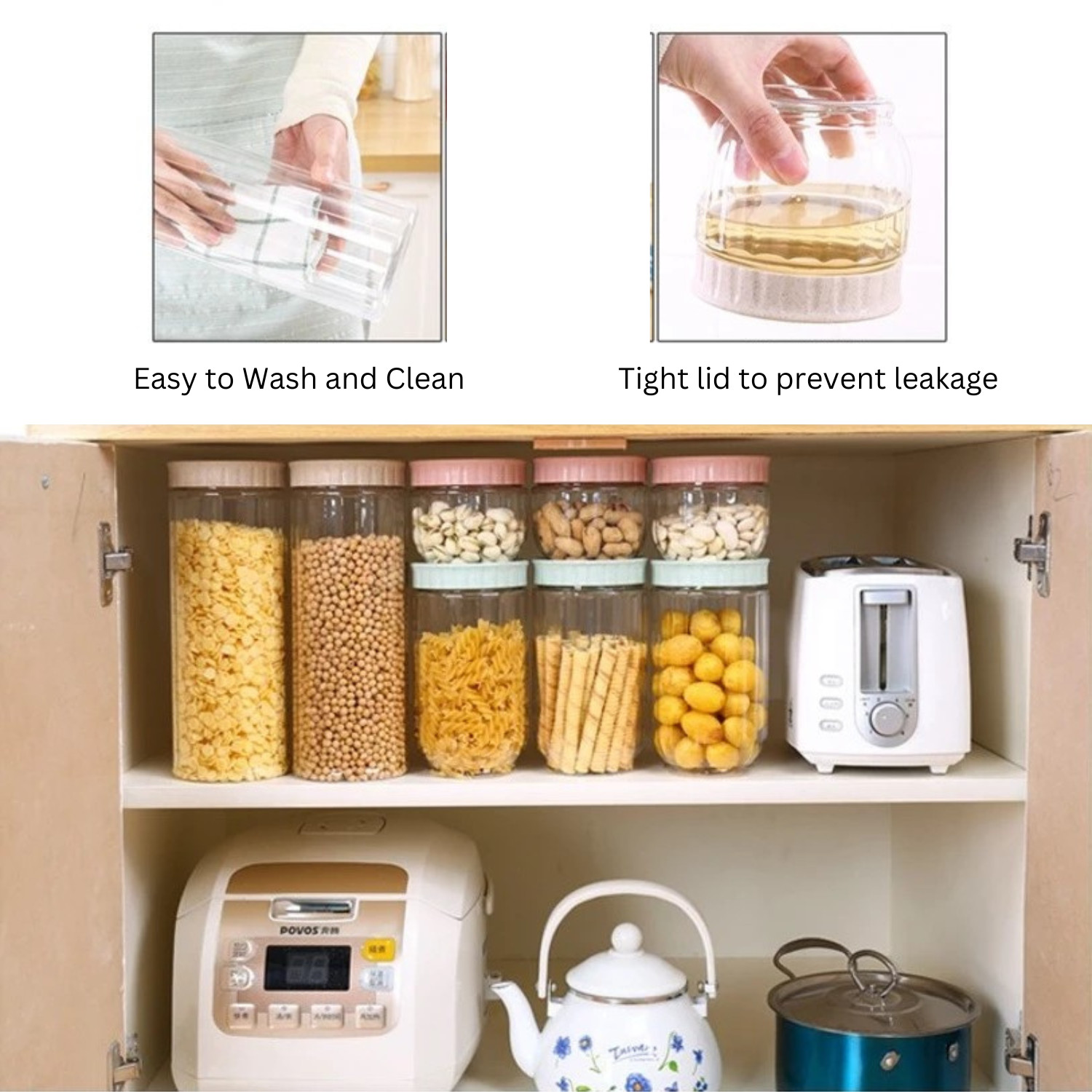 1 Pcs Plastic Twist Dry Food Pasta Snack Candy Herb Storage Airtight Container