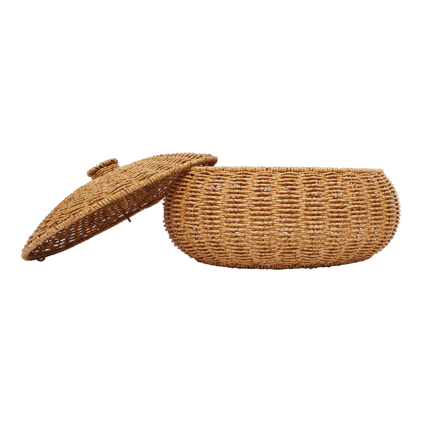 2PCS Vintage Farmhouse Round Hand Woven Storage Basket with Lids for Home