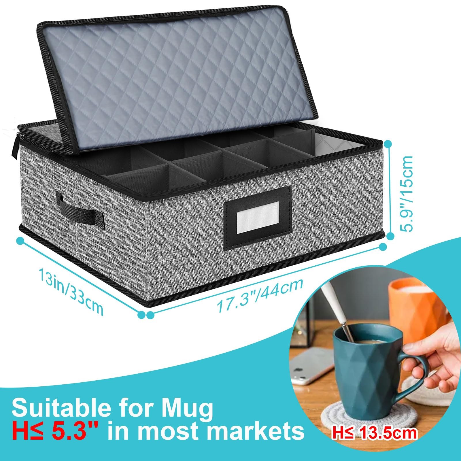ouruer 5 PACK China Storage Containers-Quilted Mug Storage and Moving Boxes f…