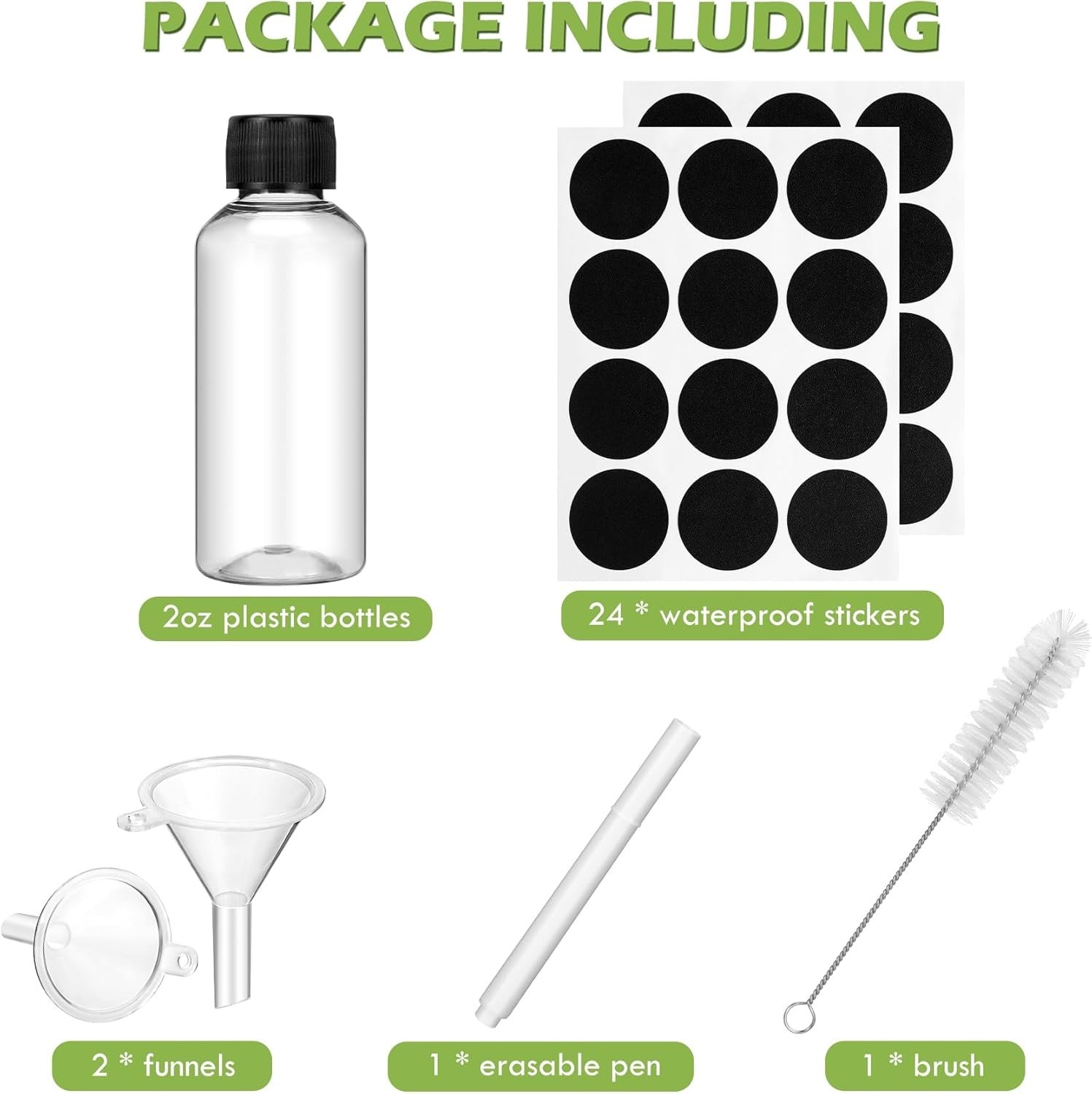 16 Pack 2 oz Shot Bottles with Caps, Mini Reusable Plastic clear