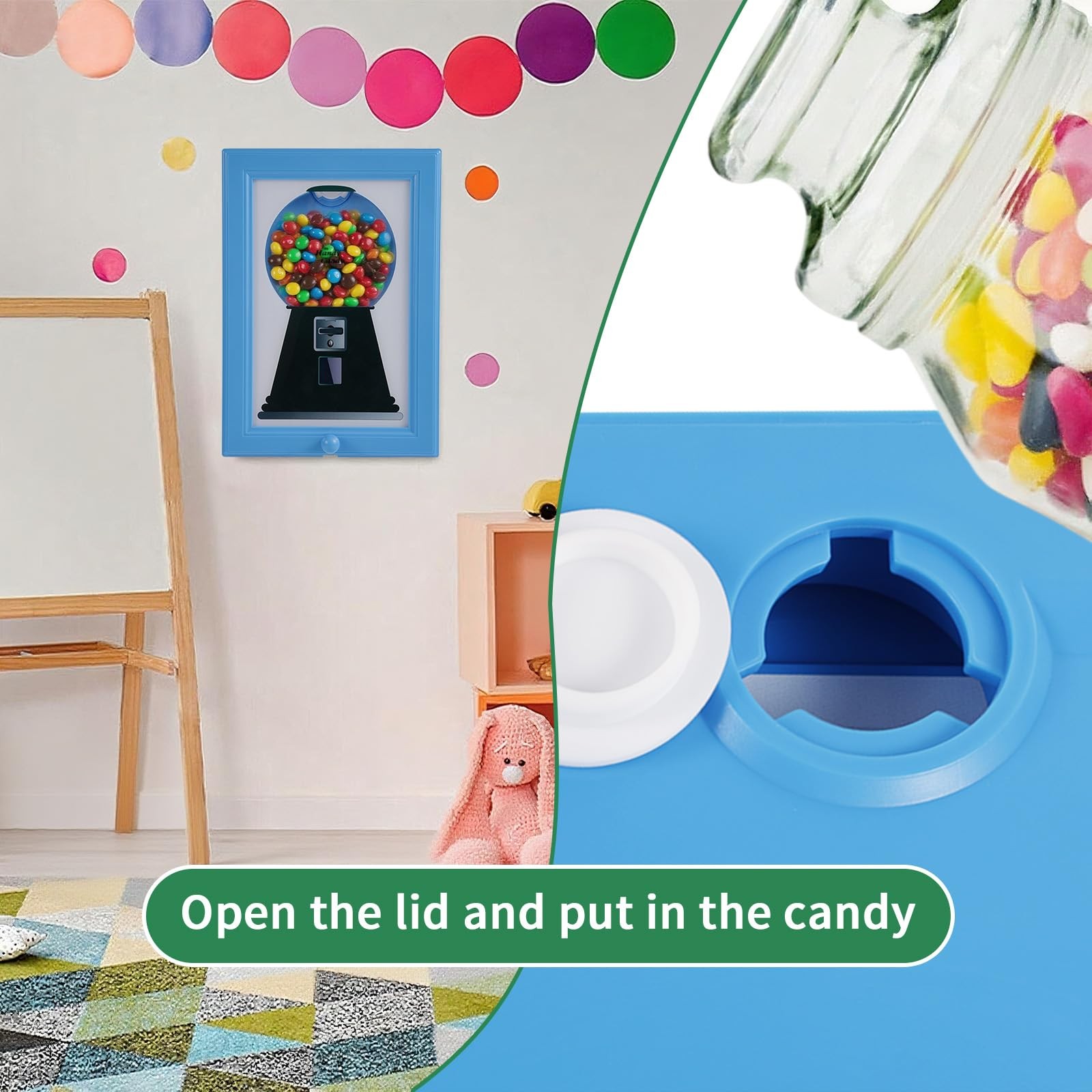 Candy Dispenser Picture Frame, Wall Mount Gumball Machine Creative Handy Cand…