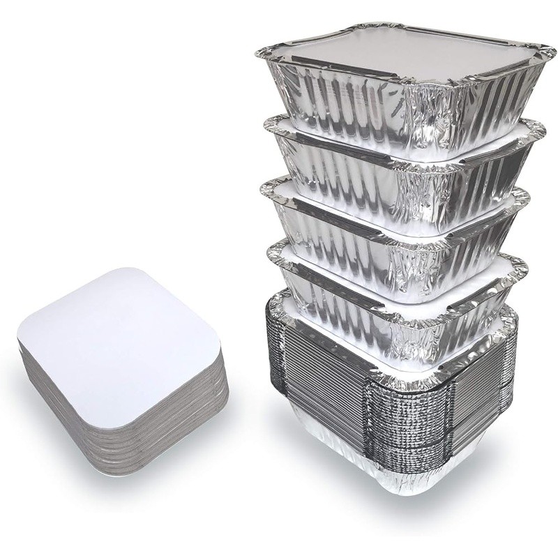 Aluminum Foil Containers W/ Lids Disposable Takeout Food Storage 110 Pack New