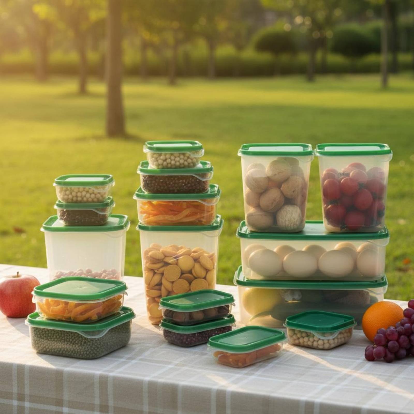 17 Pieces Fridge Storage Box Set Easy to Clean Airtight Food Container Set