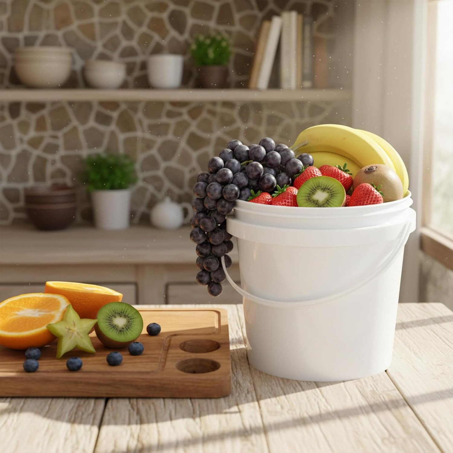 1/2 Gallon White Plastic Airtight Buckets with Lids, 8Pcs Leak-Proof Food