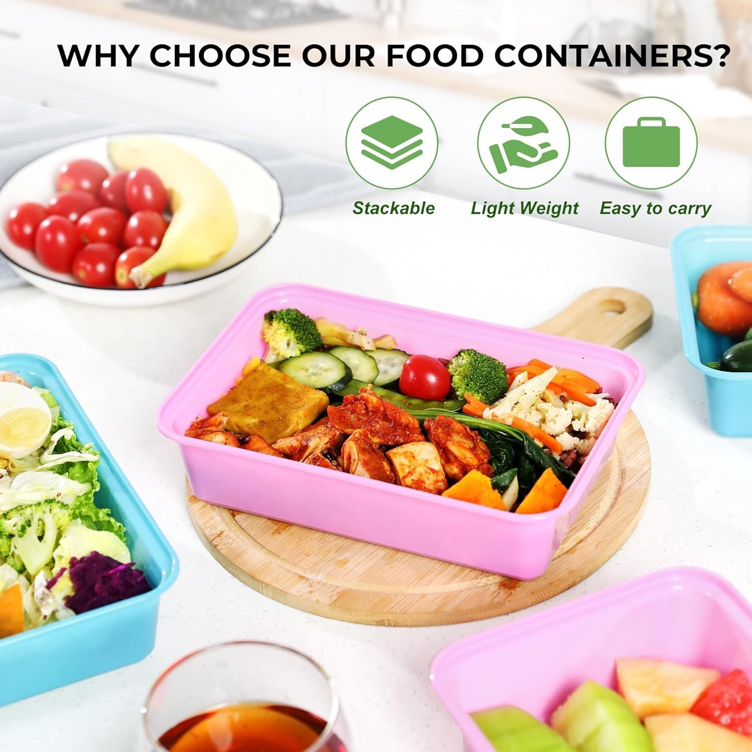 10 Pack 42 oz Meal Prep Containers, Reusable Plastic Food Prep Storage Contai…