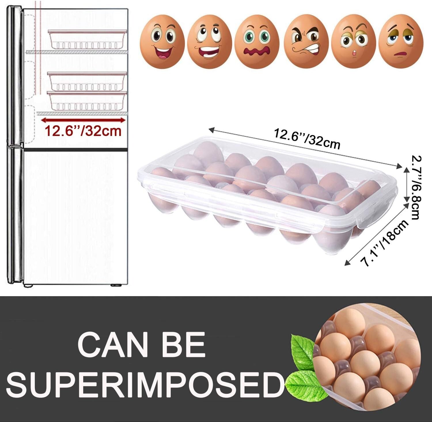 Compact Covered Egg Trays for Refrigerator – Deviled Egg Carrier, 2 Pack