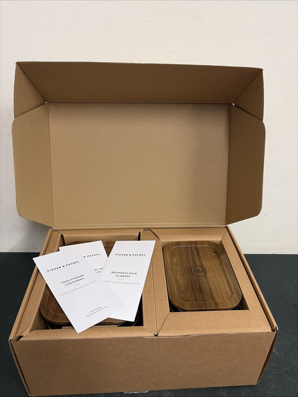 Fisher & Paykel Food Preparation 5-piece set BRAND NEW Stainless Steel And Wood