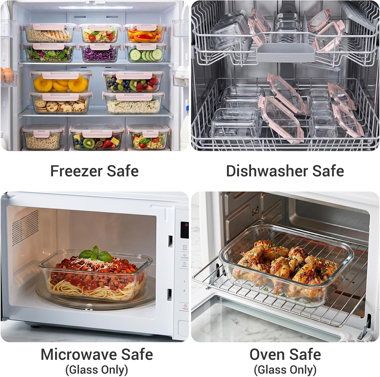 Dealusy 10 Sets (20-Piece) 36 oz & 12 oz Glass Food Storage Containers with lids