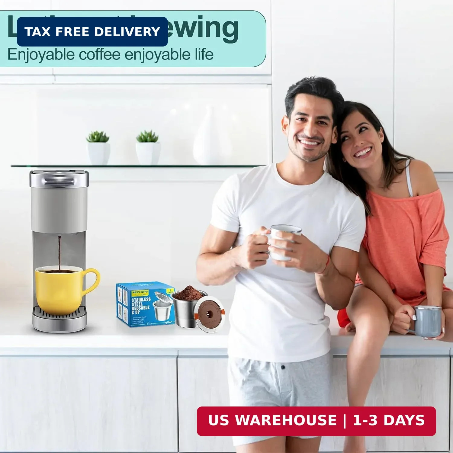RETHONE K Cup Reusable Coffee Pods, Stainless Steel Reusable K Cups Compatible w