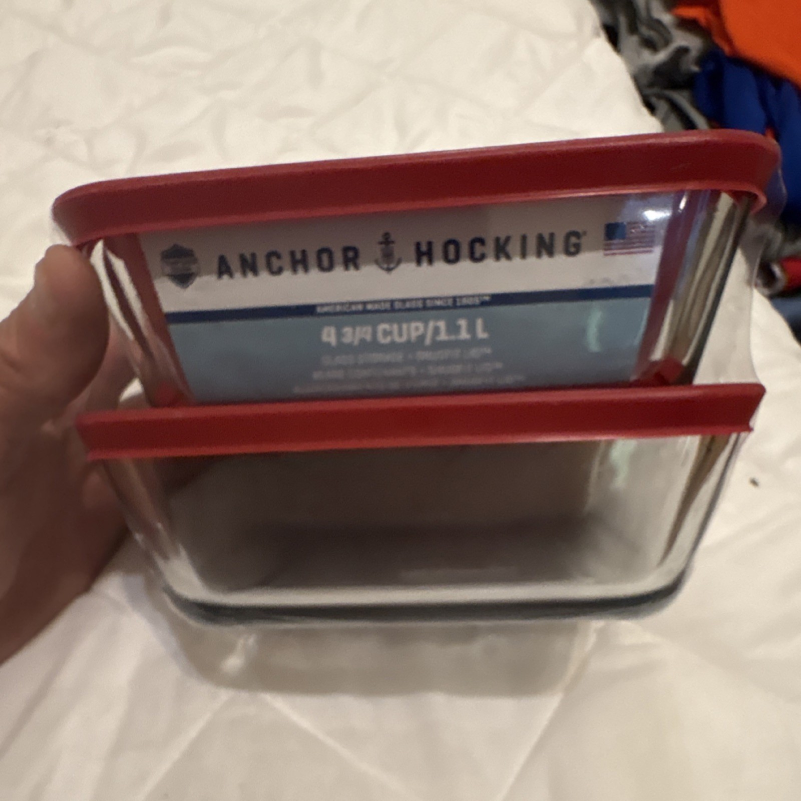 Anchor Hocking Glass Storage Container Set 1.1L Red SnugFit Lid 2 Piece