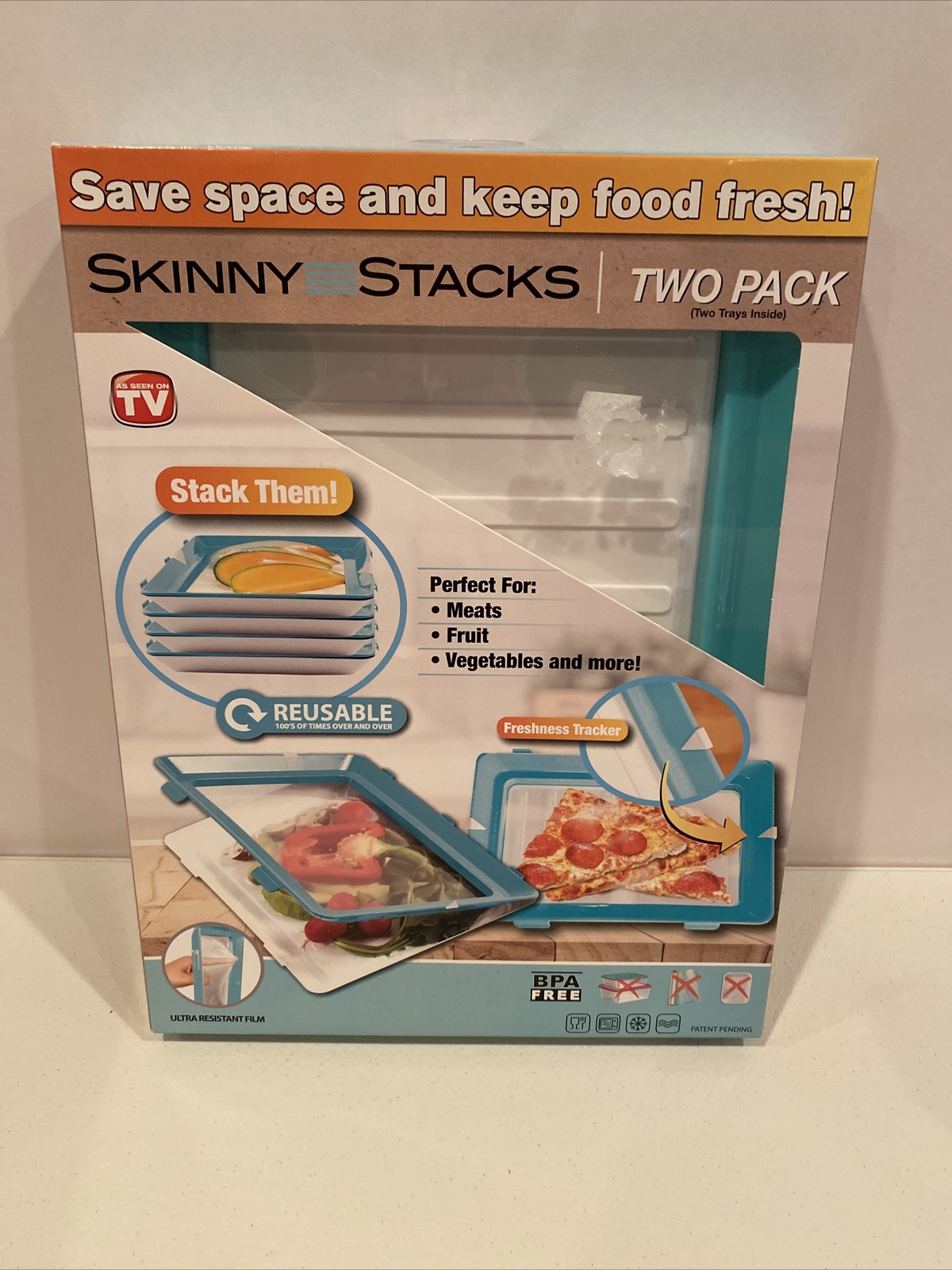 Set of 2 Skinny Stacks Food Storage Trays New In Box Intersell Brand