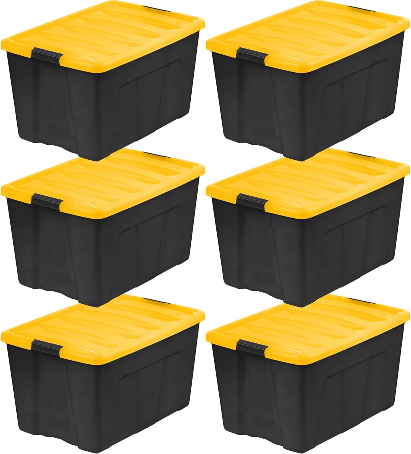 32 Qt Stackable Plastic Storage Bins W/ Lids 6 Pack BPA-Free Made in USA Garage