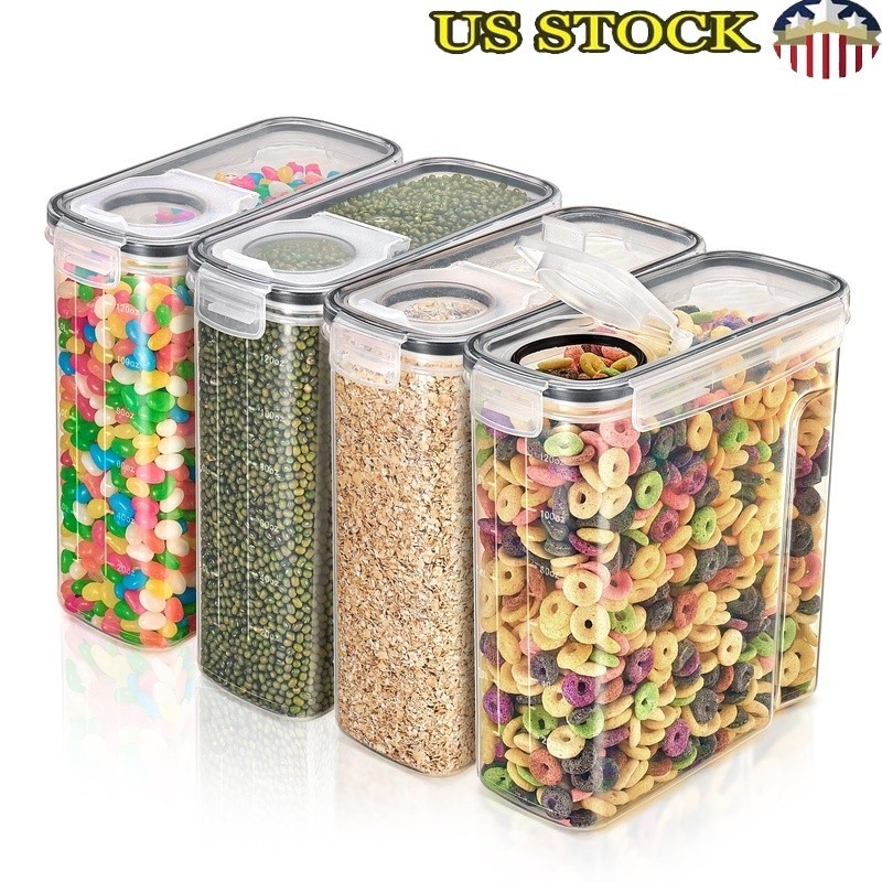 Airtight Pasta Storage Containers W/ Spout Dry Food Pantry Organization New