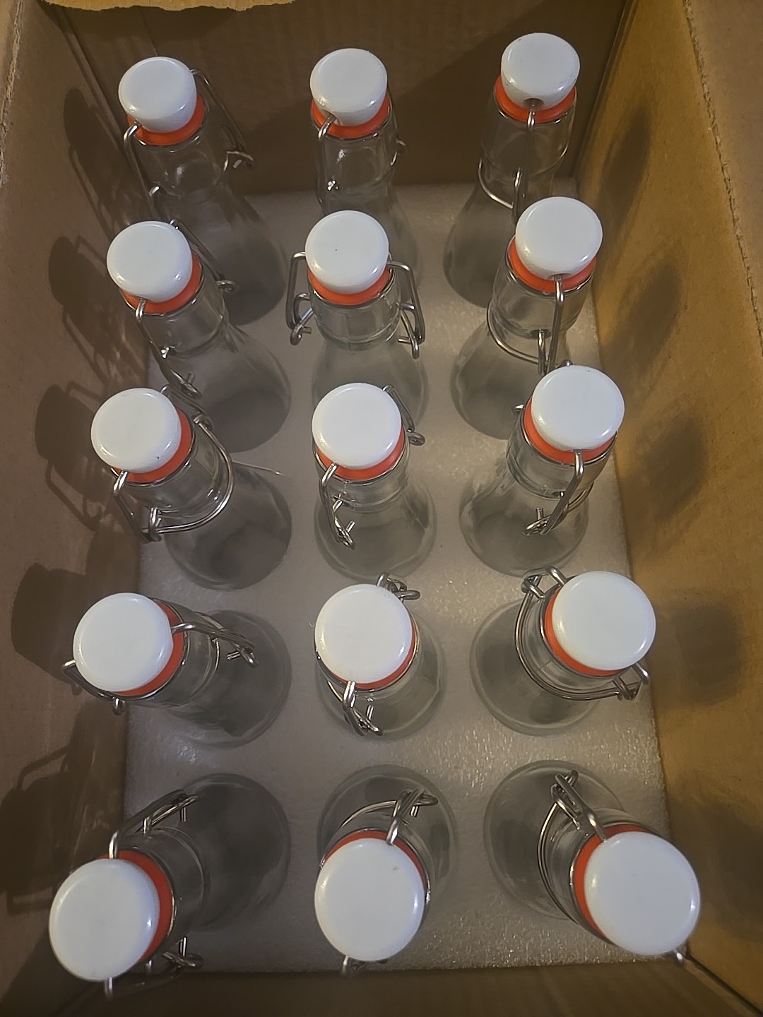15 Pack 5oz Round Swing Top Bottles w_ Leak Proof Easy Caps, Glass, Kambucha etc