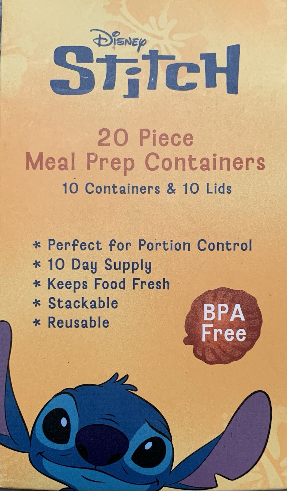 NEW Disney STITCH “Aloha” 20pc Plastic Meal Prep/Food Storage Containers & Lids
