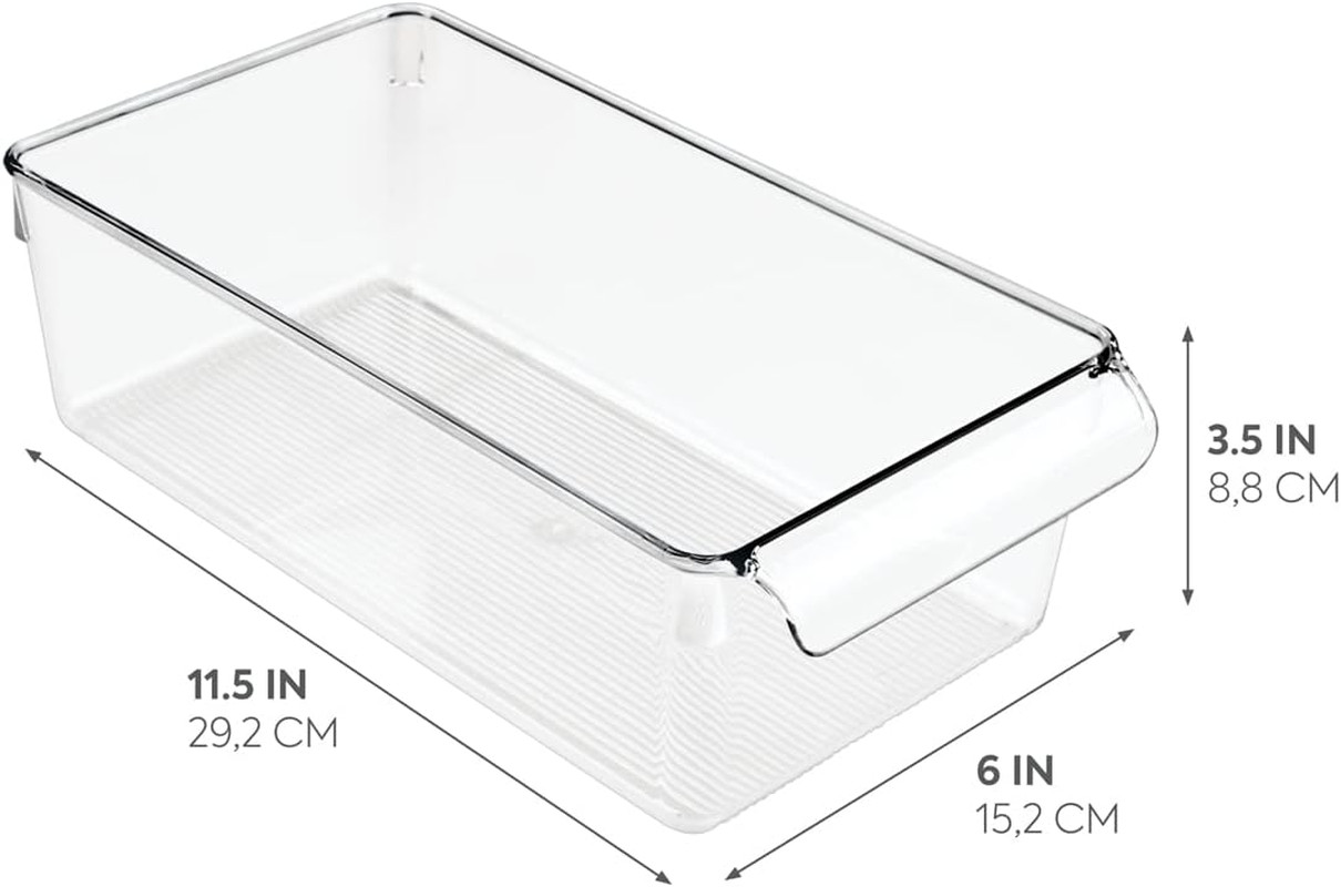 Idesign Linus Plastic Fridge and Freezer Storage Organizer Bin with Handle, C…