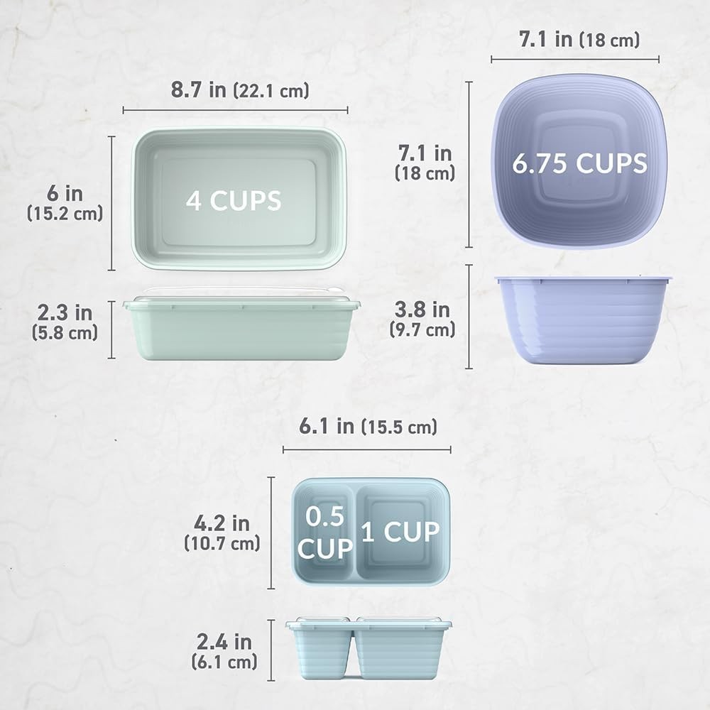 60 Piece Meal Prep Food Container Set BPA Free Microwave Safe Floral