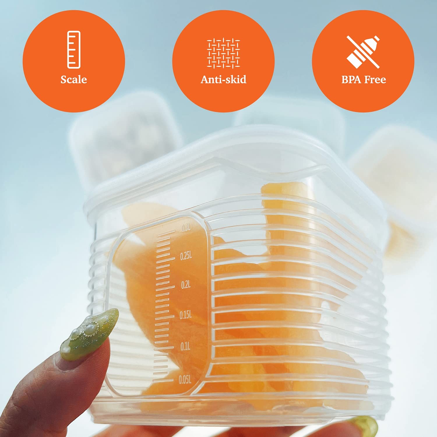 TeTeBak Food Storage Containers with Lids Airtight 6PCS Removable Clear