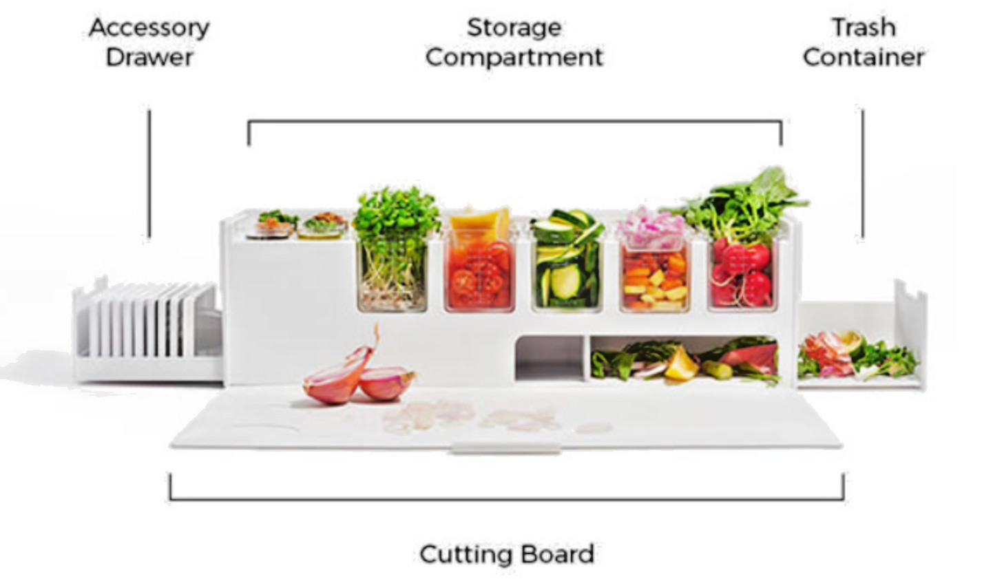 Prepdeck Cooking Prep Station – Ultimate Kitchen Organizer Walnut NIB