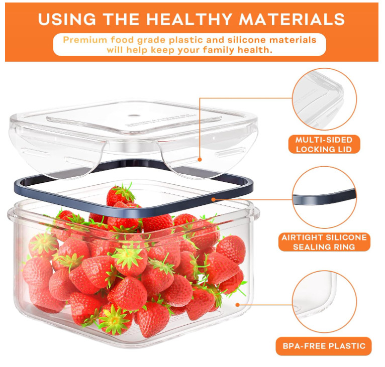 40pc Plastic Food Storage Containers Set Airtight Leakproof Meal Prep BPA Free