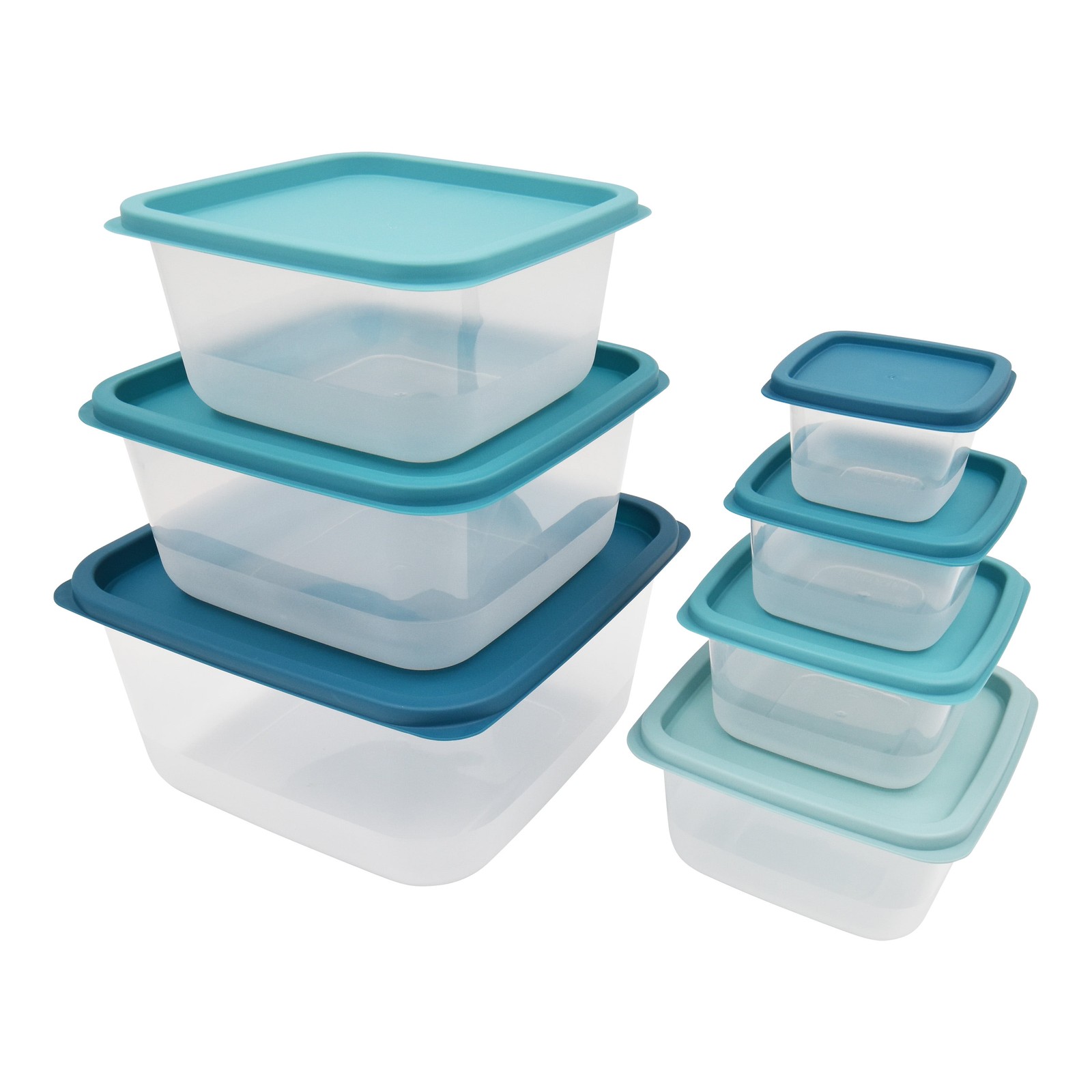 Mainstays 14 Piece Teal Food Storage Set, Teal Ombre
