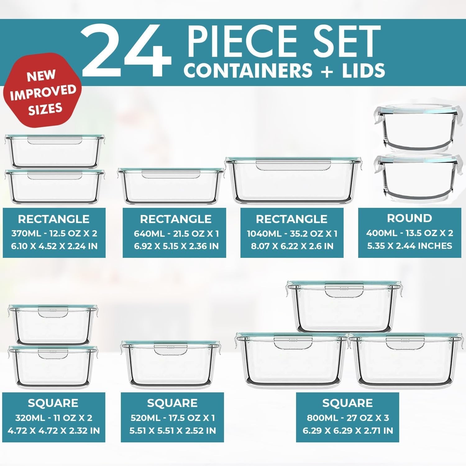Glass Food Storage Containers Set – Airtight Meal Prep Boxes