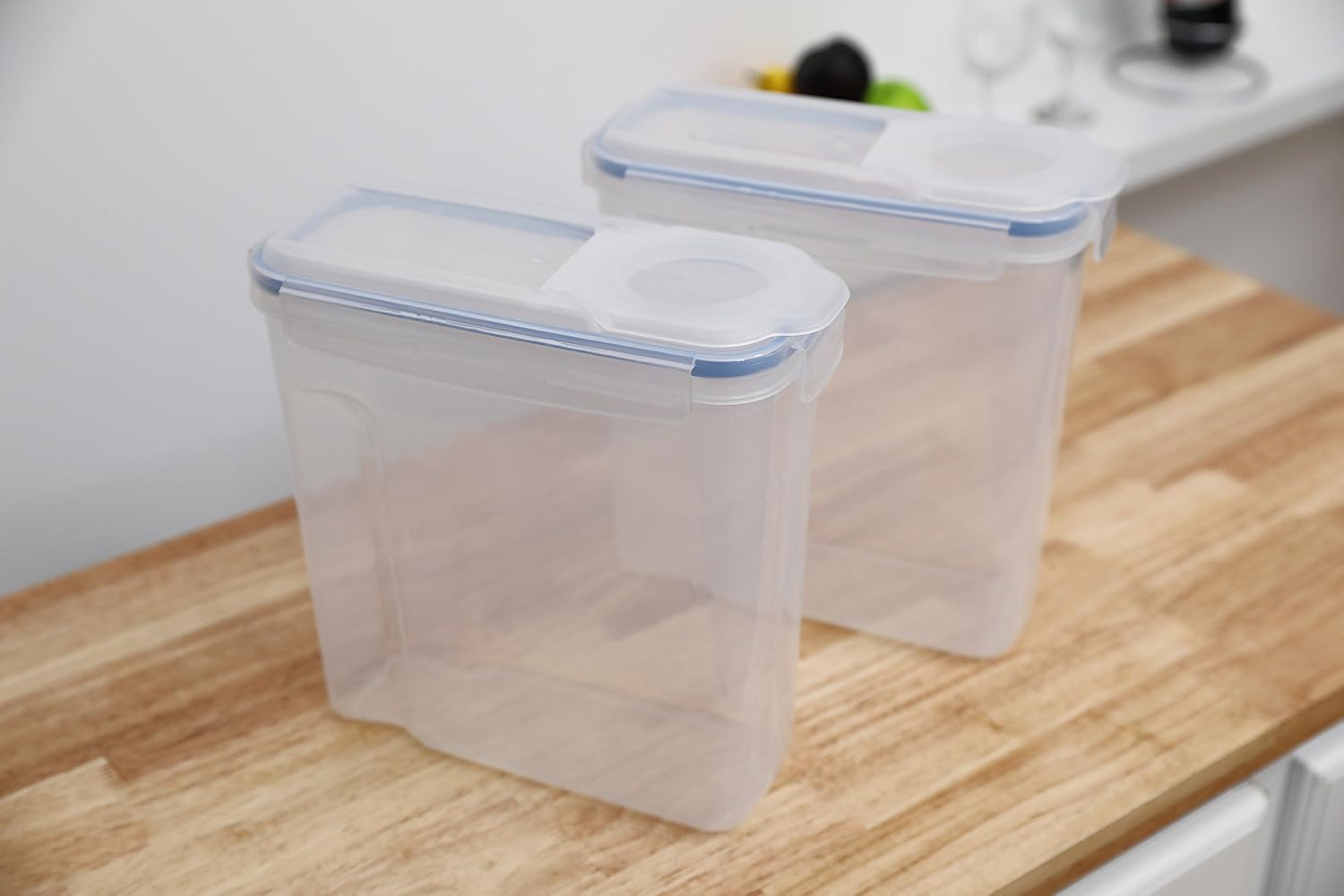 Large BPA-Free Plastic Food Cereal Containers, Airtight Spout Lid Set of 2