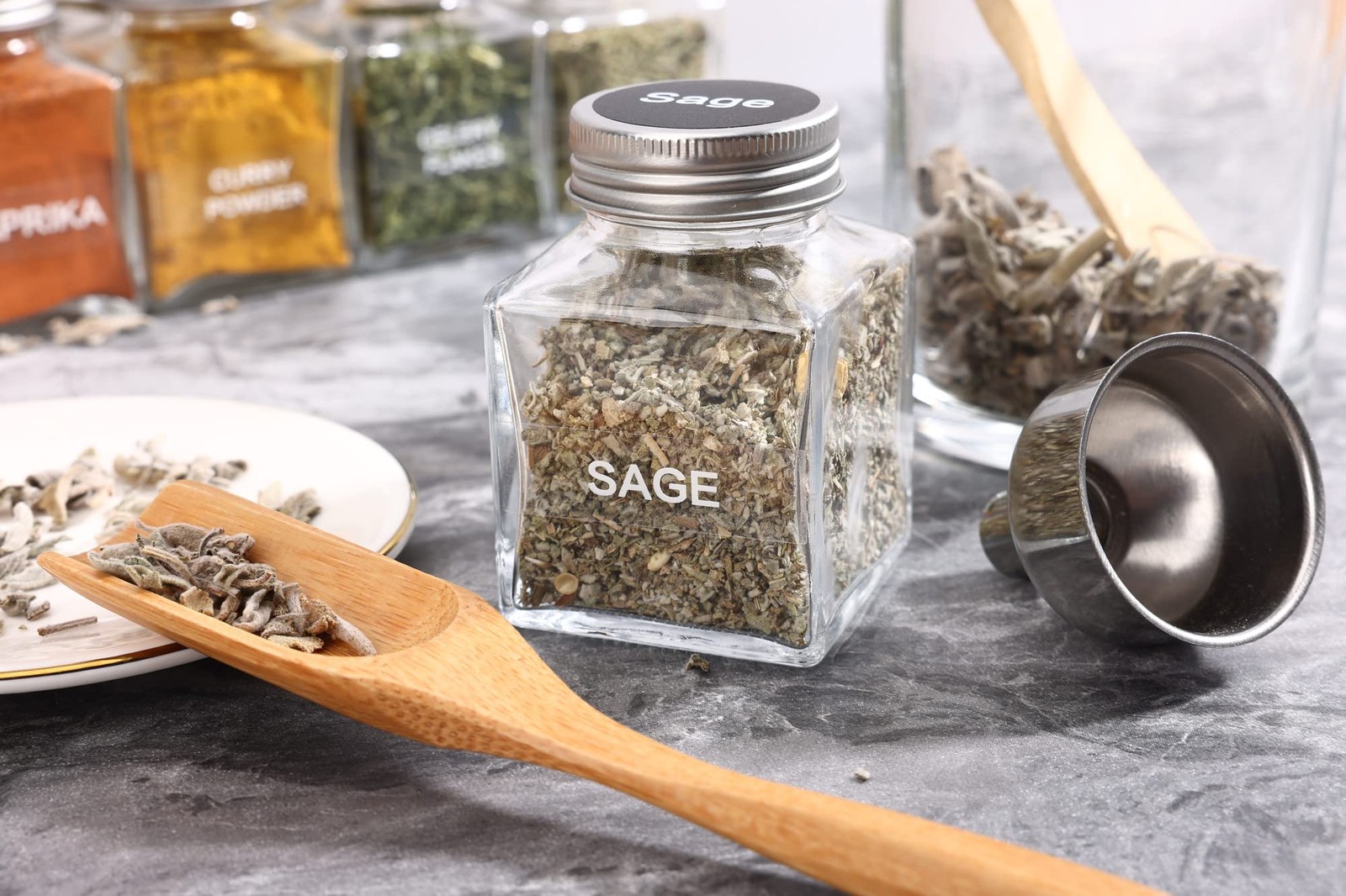 Unique Design Spice Jars with 372 Labels, 29-Pack 4.5 oz Personalized Cubic C…