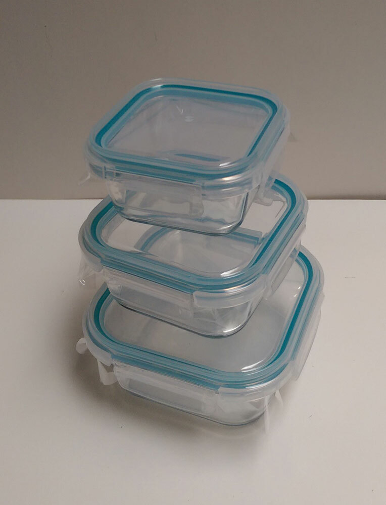 NEOFLAM Cloc 6 pieces Oven Safe Square Glass Food Container with Airtight Lids