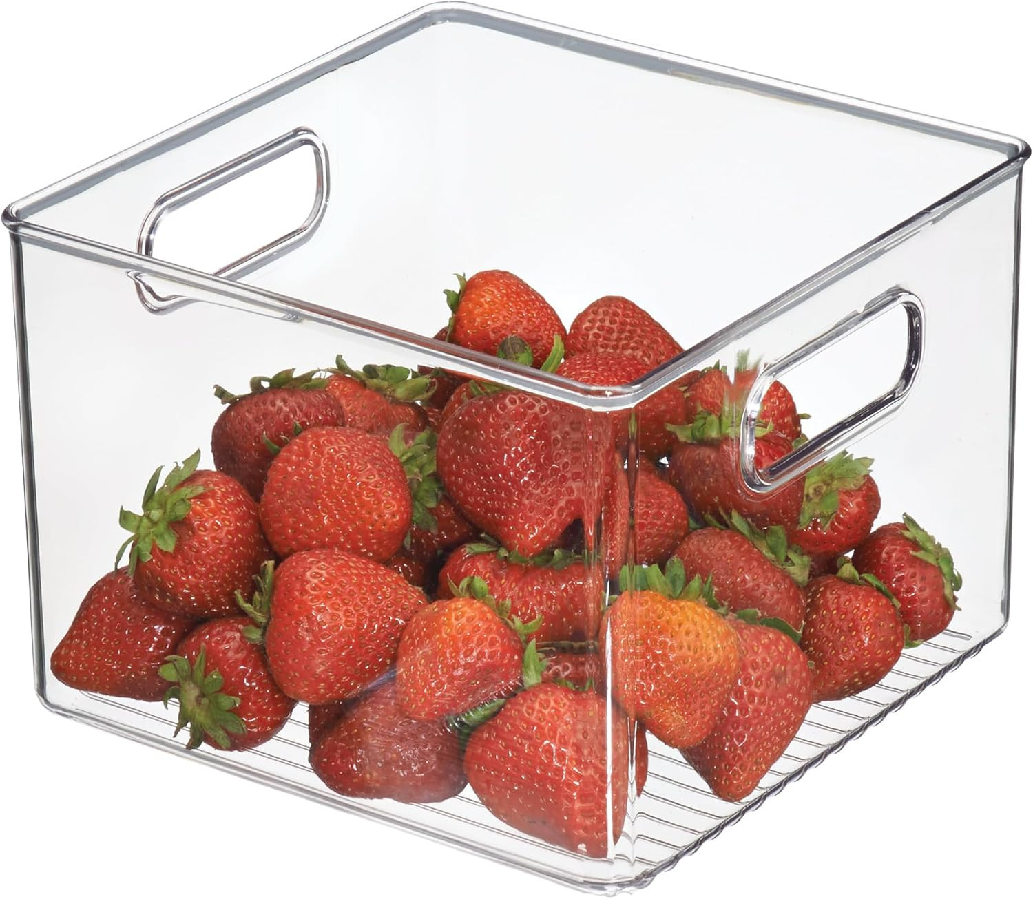 Pantry Storage Bin with Handles for Kitchen Cabinets or Fridge – Clear – Made…