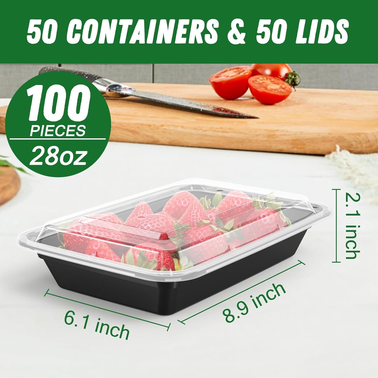 Stackable 50-Pack Meal Prep Containers – 28 oz, Dishwasher Safe and Leakproof