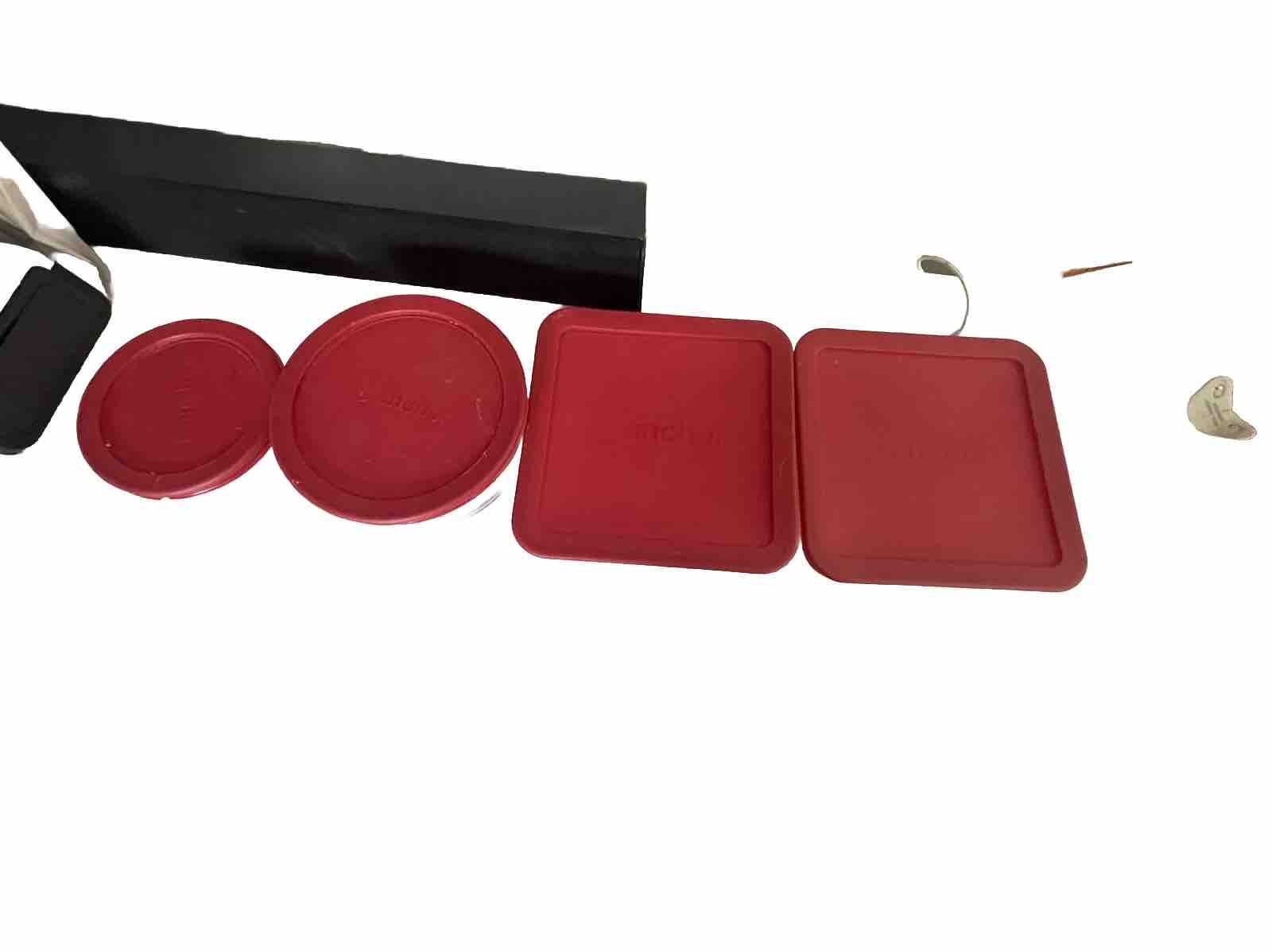 Pyrex Simply Store Glass Storage Container, Variety Size, Red, 8 Piece