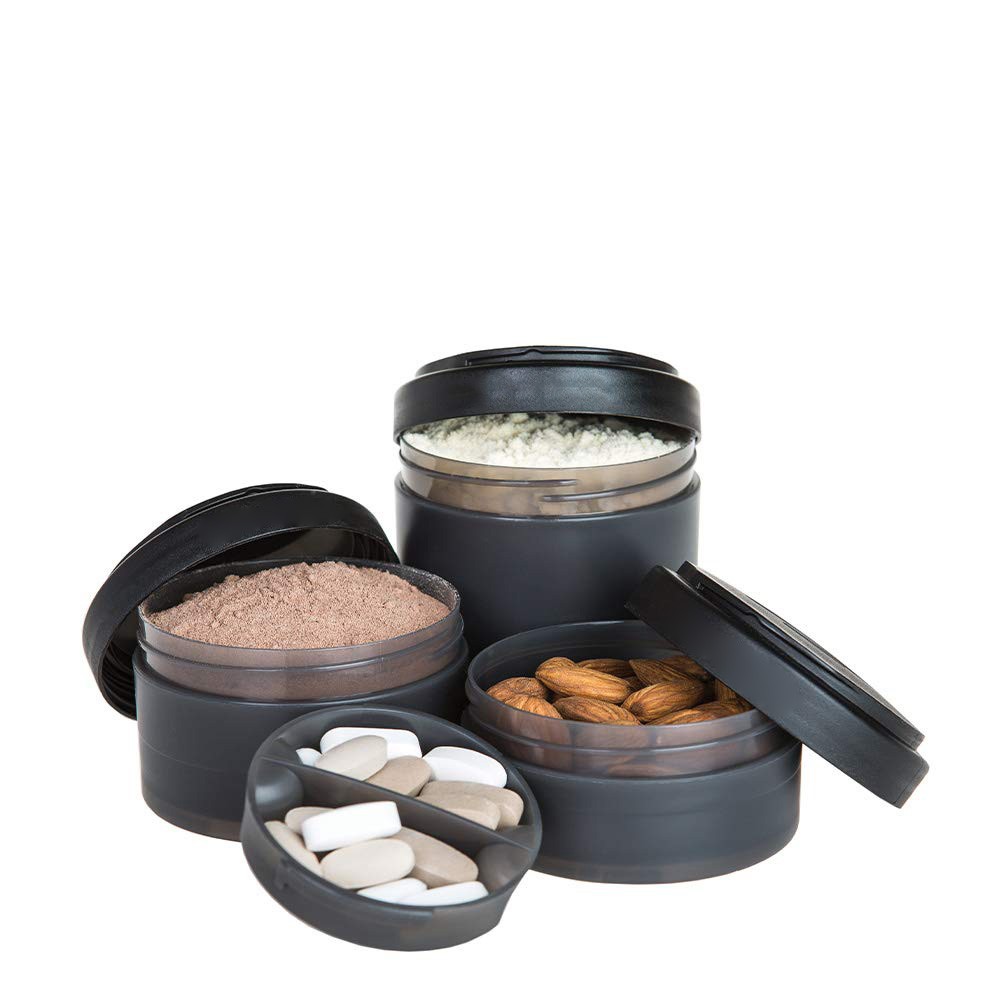 Pantry Organizer Jars, 2 Pcs, Twist Lock Design, Includes Tray, Black