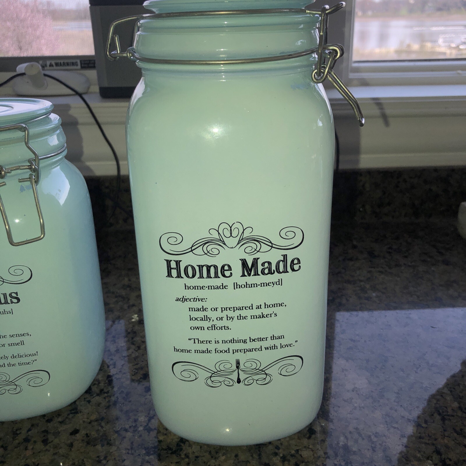 BLUE HARBOR Set Of 3 Sea Glass Colored Kitchen Canisters *see notes*
