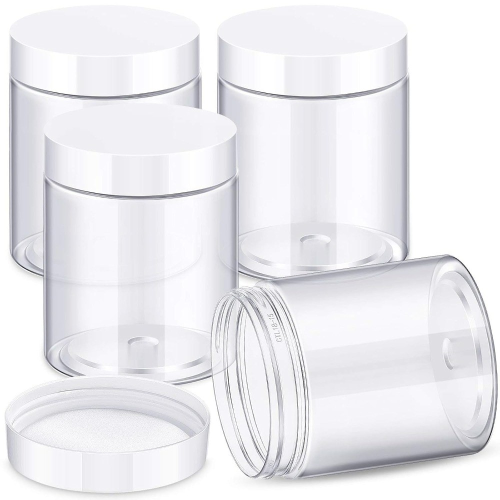 4-Pack Round Wide Mouth Leakproof Plastic Containers with Lids Travel Storage
