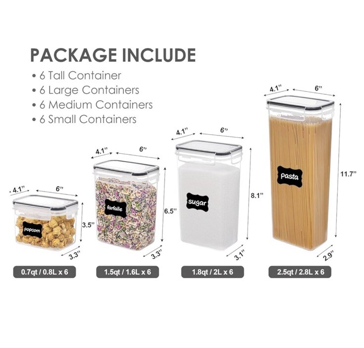 Airtight Food Storage Containers with Lids, Vtopmart 24 pcs Plastic Kitchen and