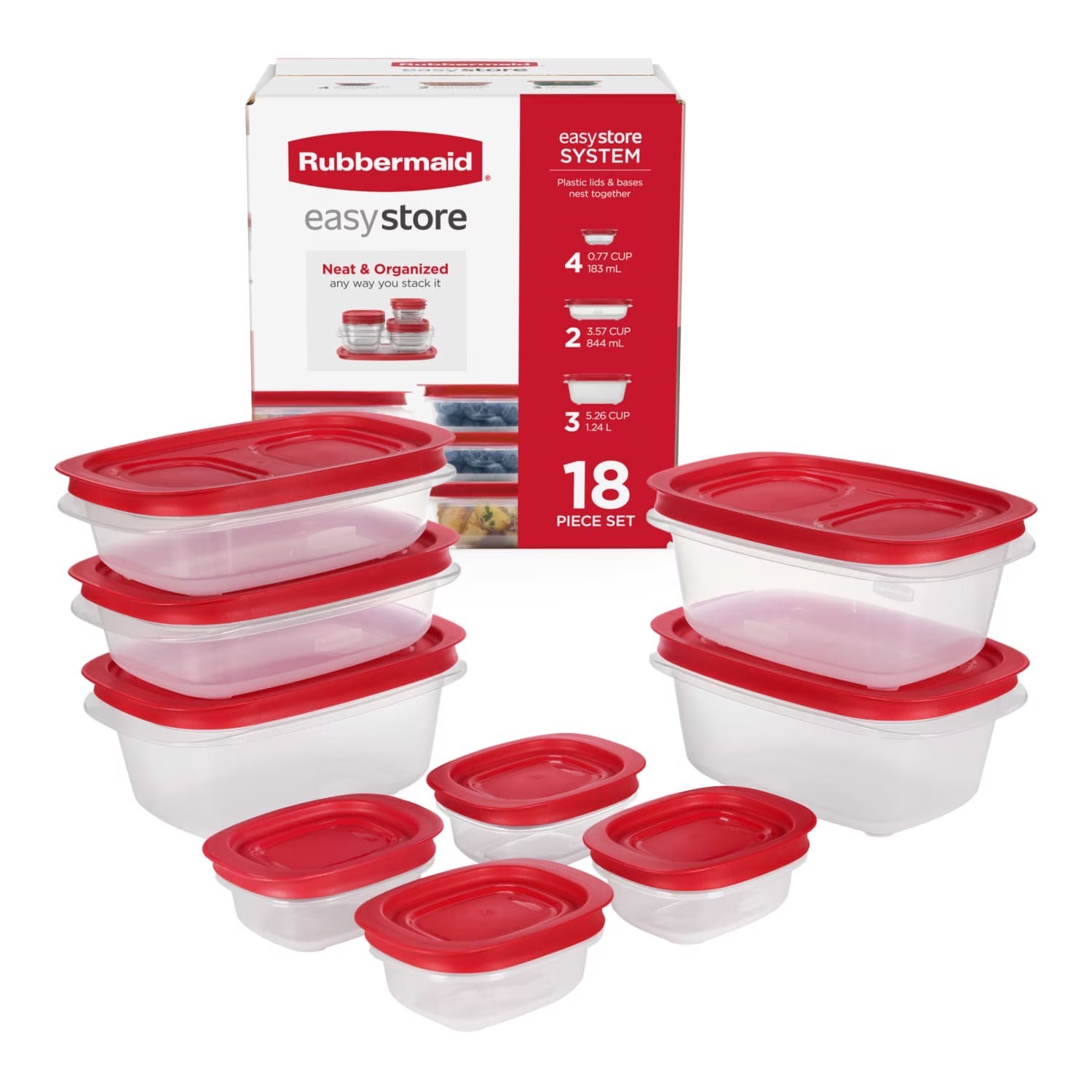 Rubbermaid EasyStore Medium Rectangle Containers 18-Piece Set with Lids