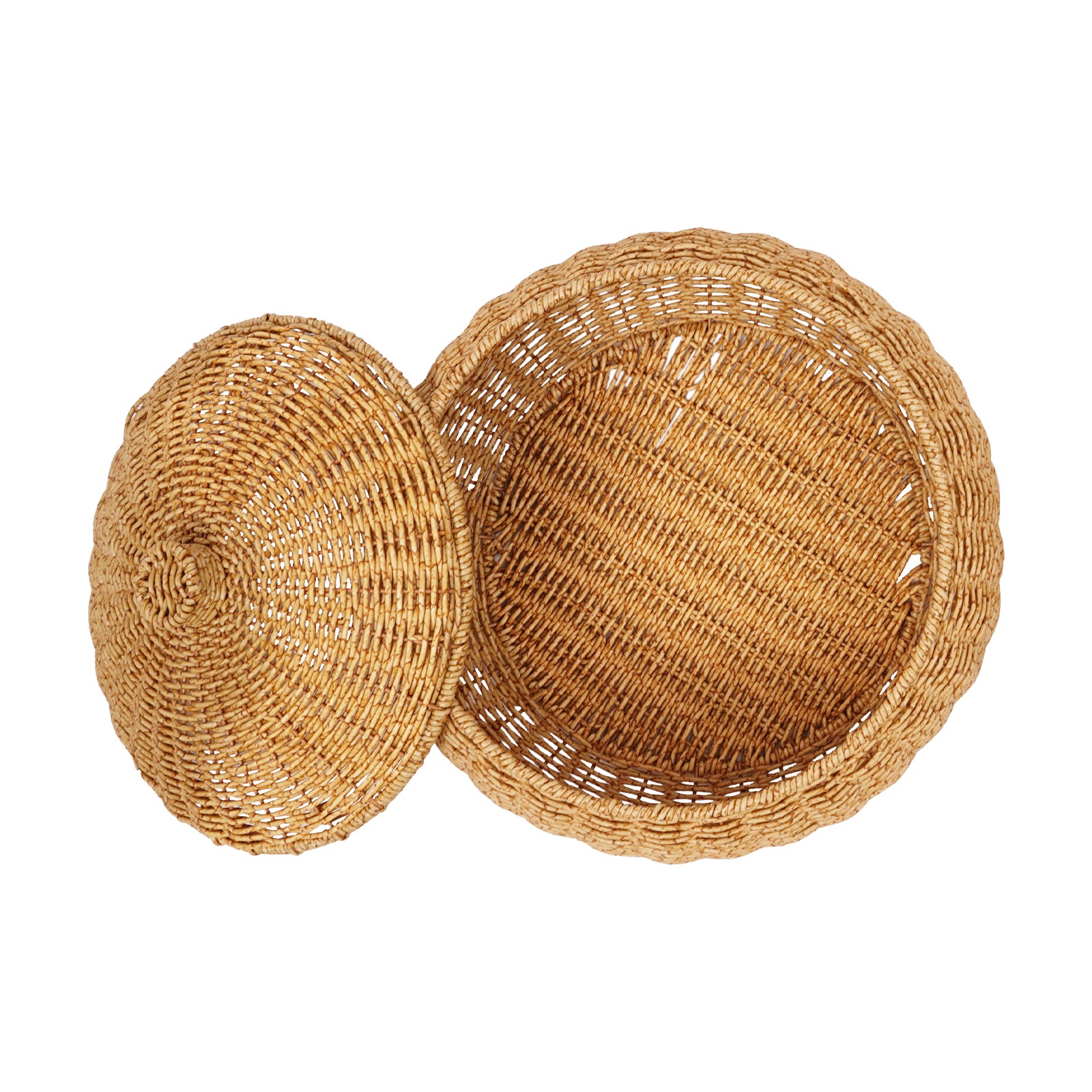 2PCS Vintage Farmhouse Round Hand Woven Storage Basket with Lids for Home