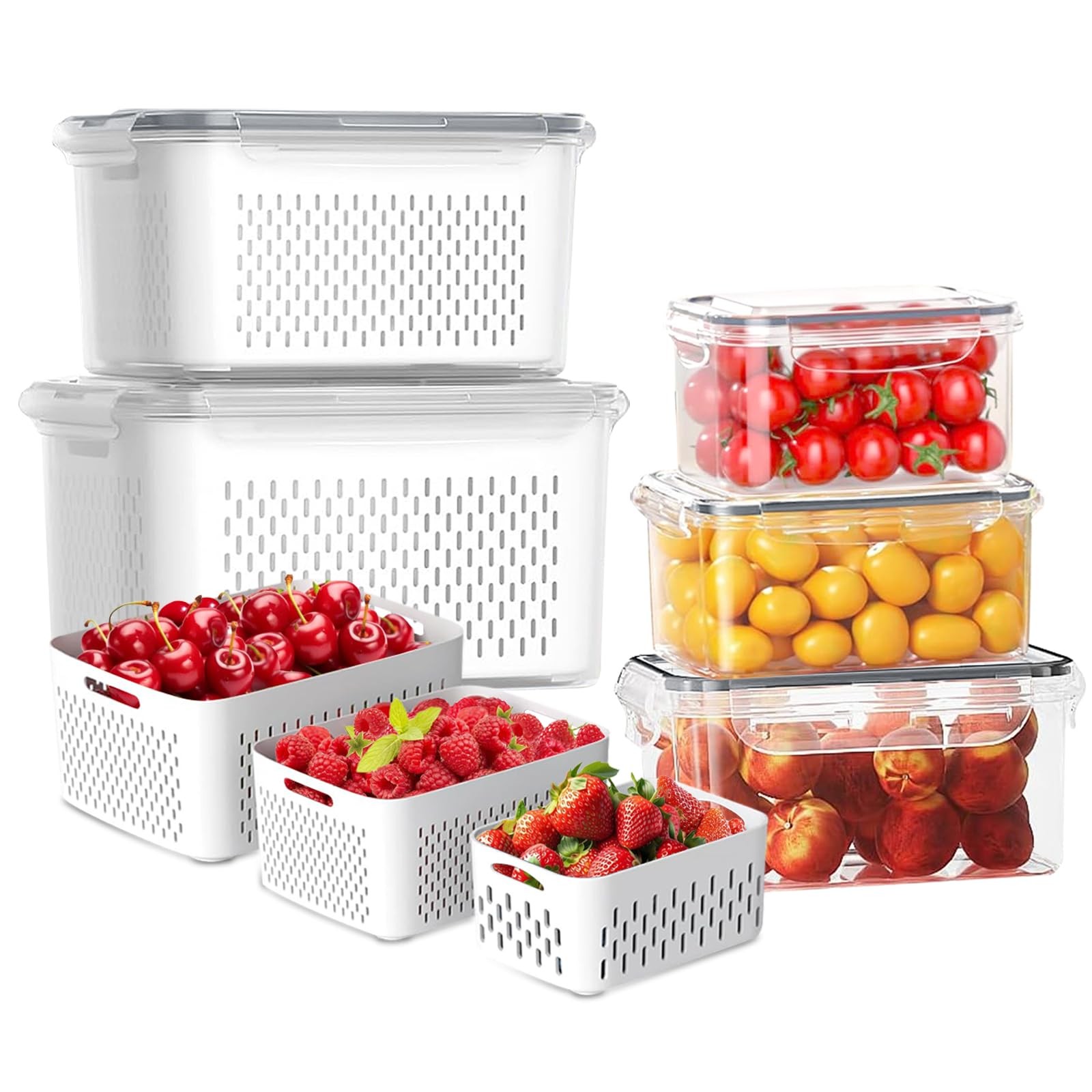 5 PCS Fruit Storage Containers for Fridge, Leakproof Food Storage Containers …