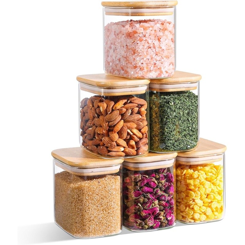Airtight Glass Food Storage Jar Square Containers Kitchen Organization New