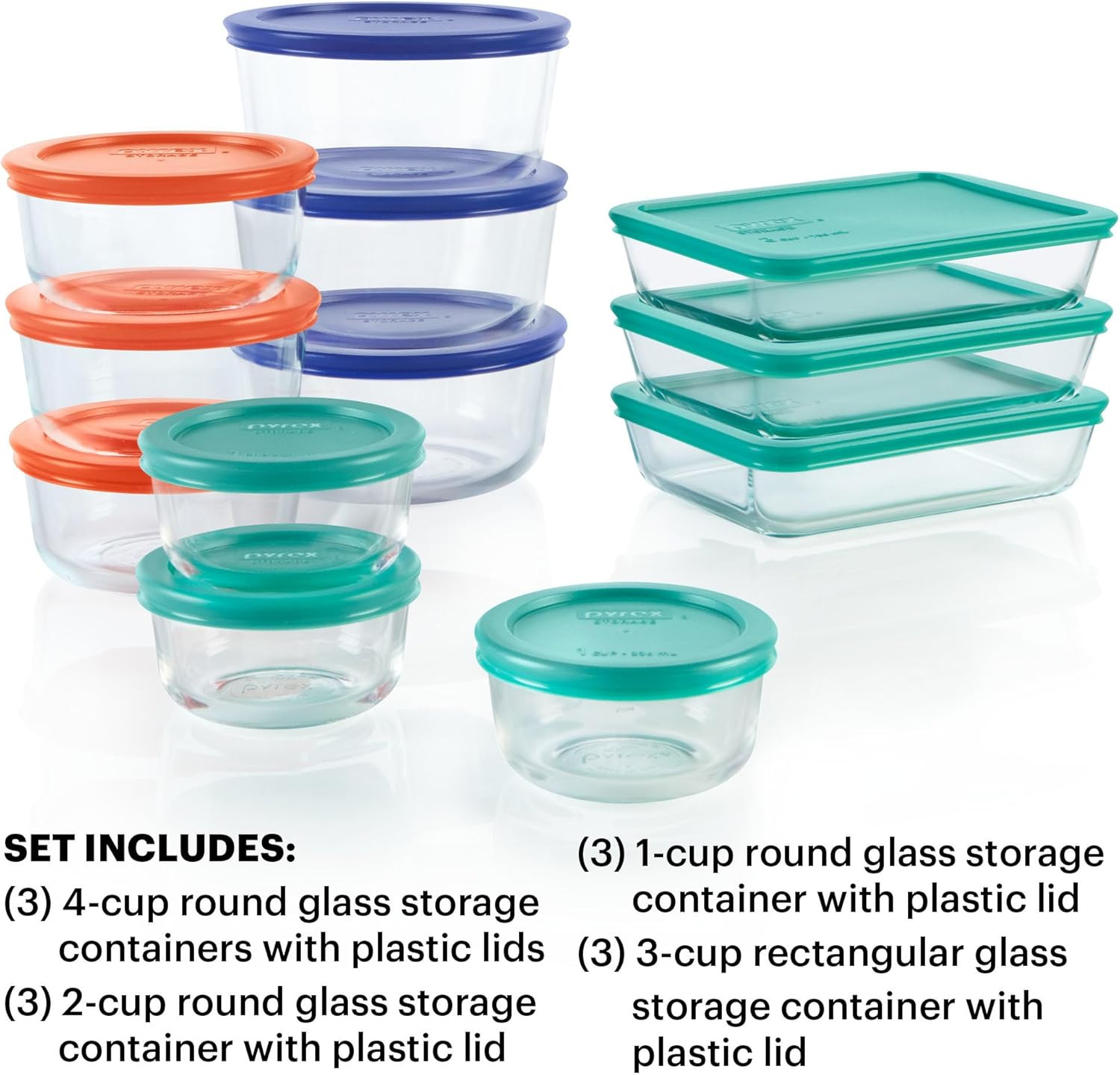 Simply Store (12-Pack) Glass Food Storage Containers Set, (1, 2, & 3 Cup) Meal P