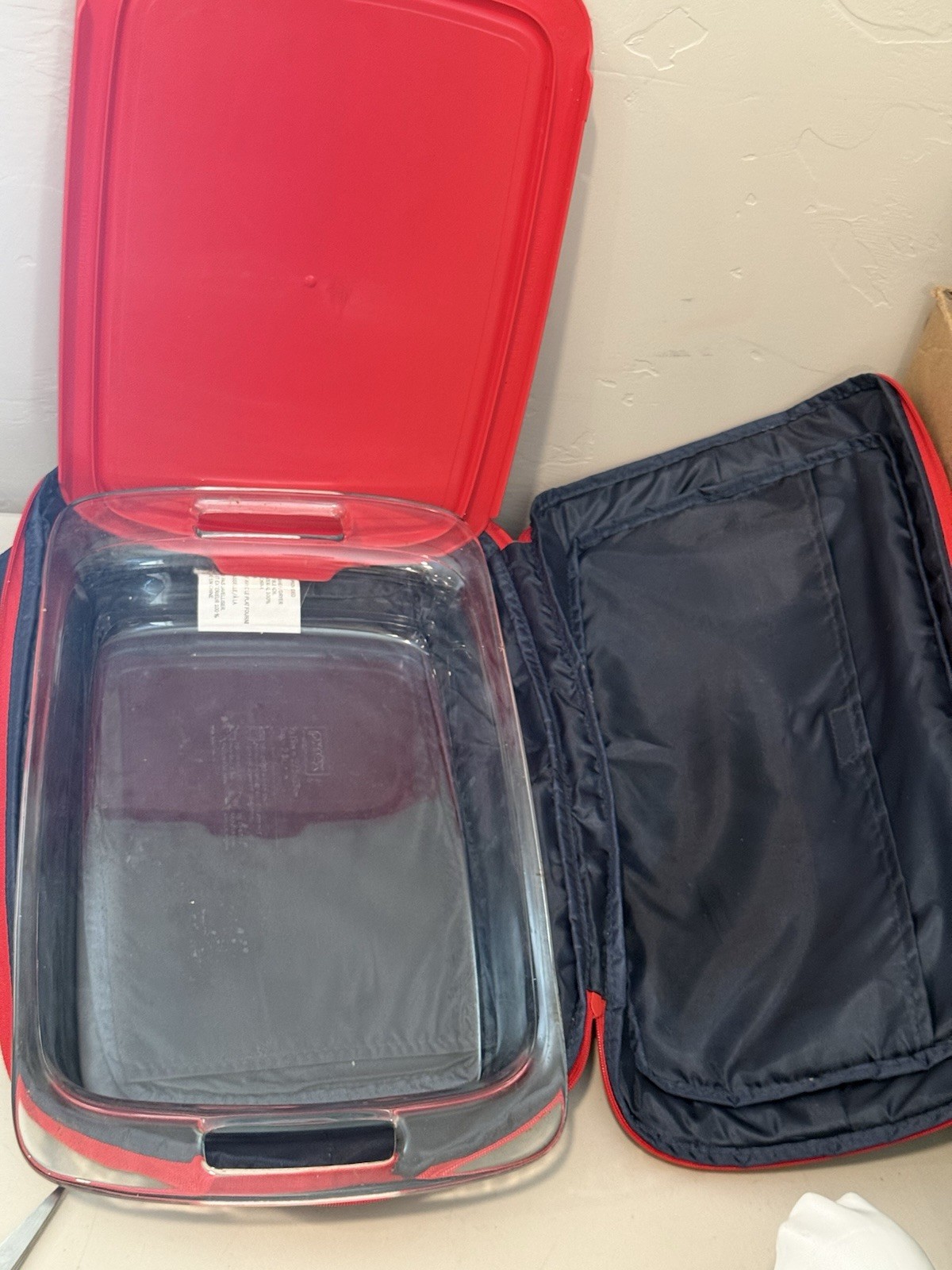 3-QT Pyrex Glass Food Storage Container Carrier Bag Bakeware Dish Cold Hot Pack