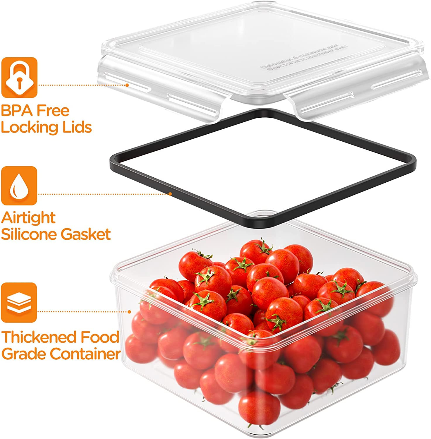 40 recipientes de almacenamiento de alimentos con tapas herméticas.