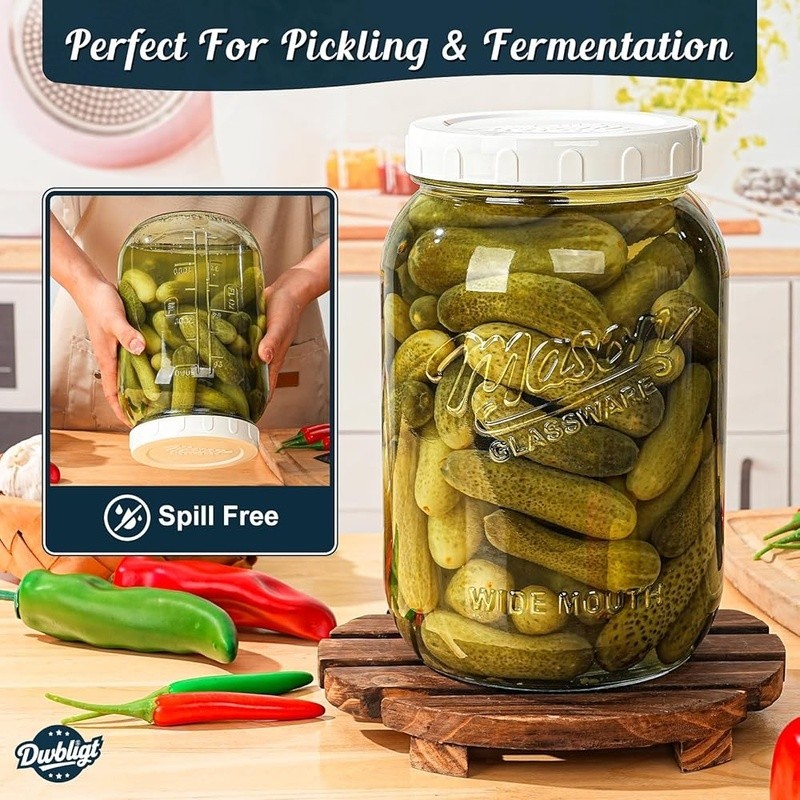 Vintage Large Glass Storage Containers W/ Airtight Lids Food Fermentation New