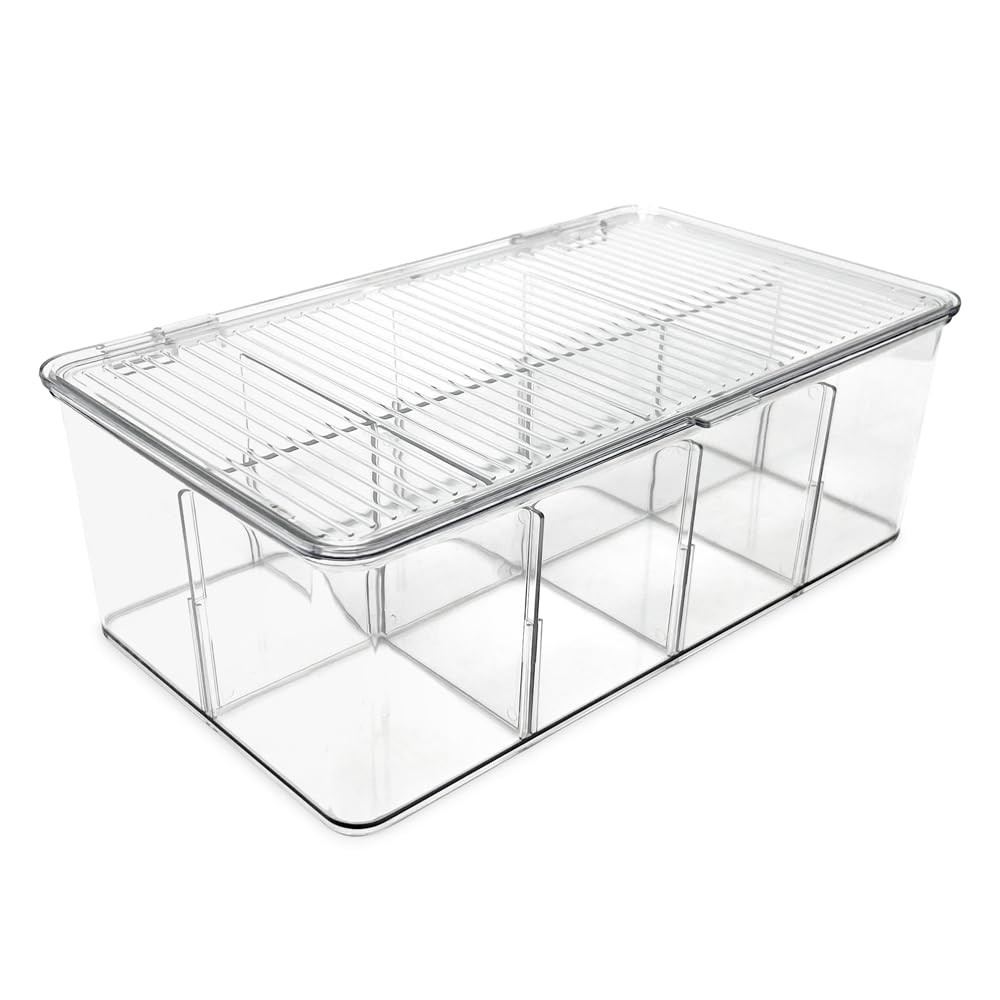 Isaac Jacobs Divided Clear Plastic Organizer (10.88″ x 6.63″ x 3.75″)