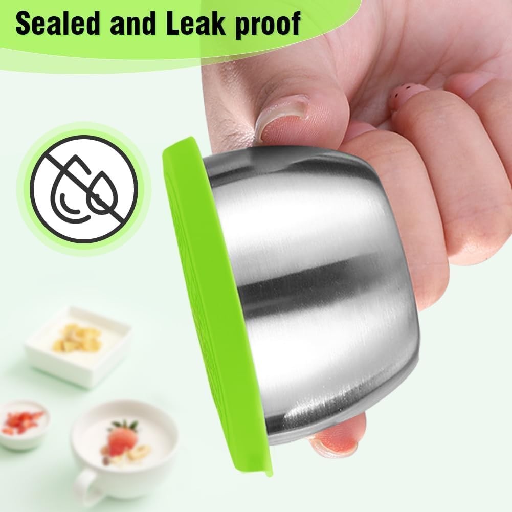 6-Pack Salad Dressing Containers, 1.6 oz Stainless Steel Condiment Containers
