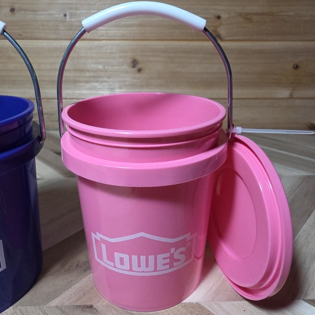 VIRAL ~ Lowe’s Mini Buckets With Lids ~PINK & Blue ~ HIS & HERS ~FOODSAFE~ Rare